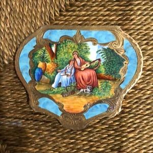 Vintage Italian 800 silver with gold wash compact